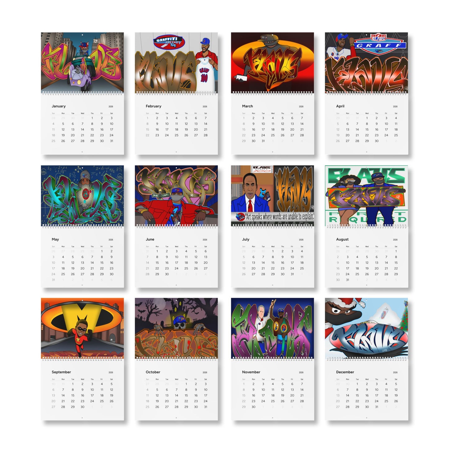2026 FLAVS GRAFF Graffiti Wall Calendar