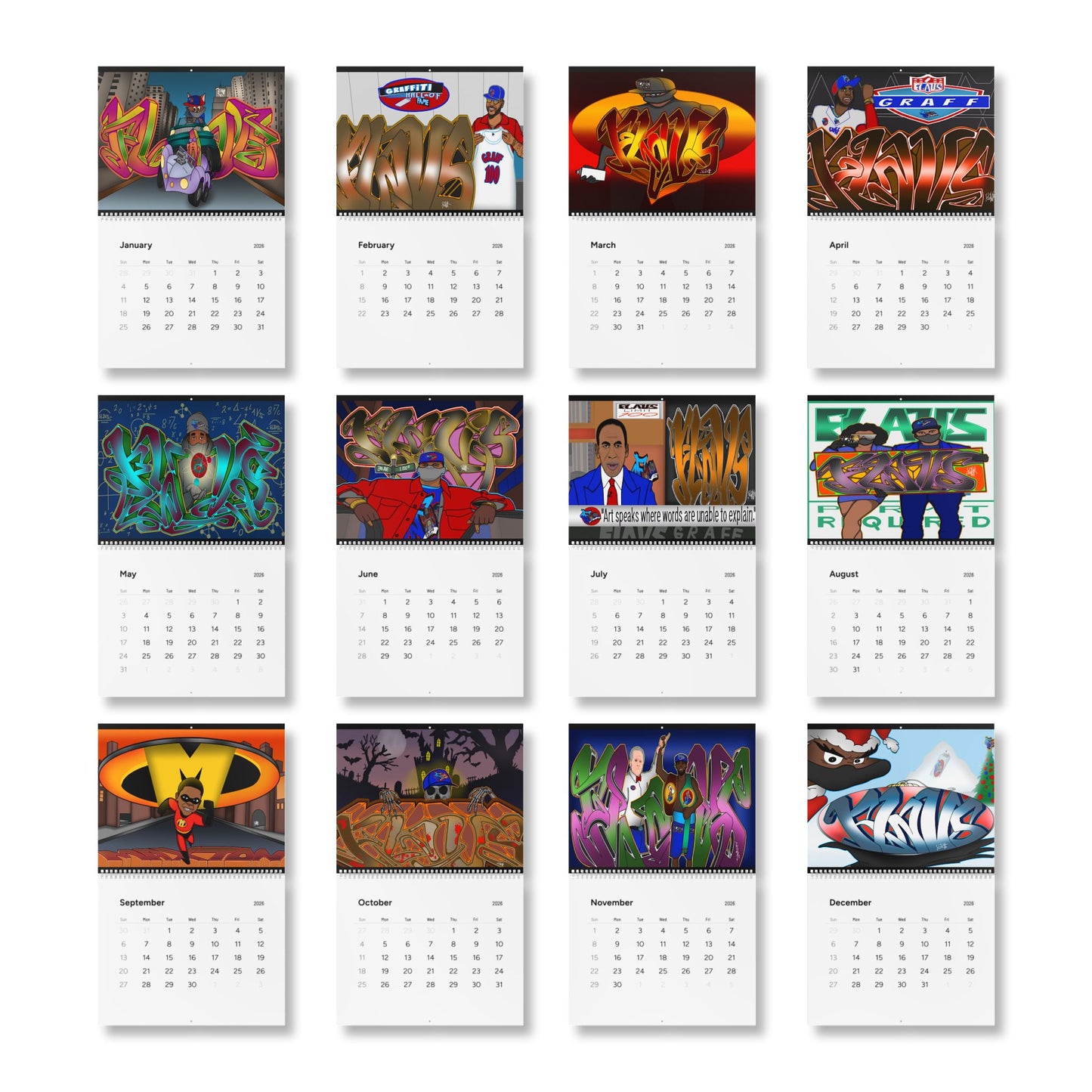 2026 FLAVS GRAFF Graffiti Wall Calendar