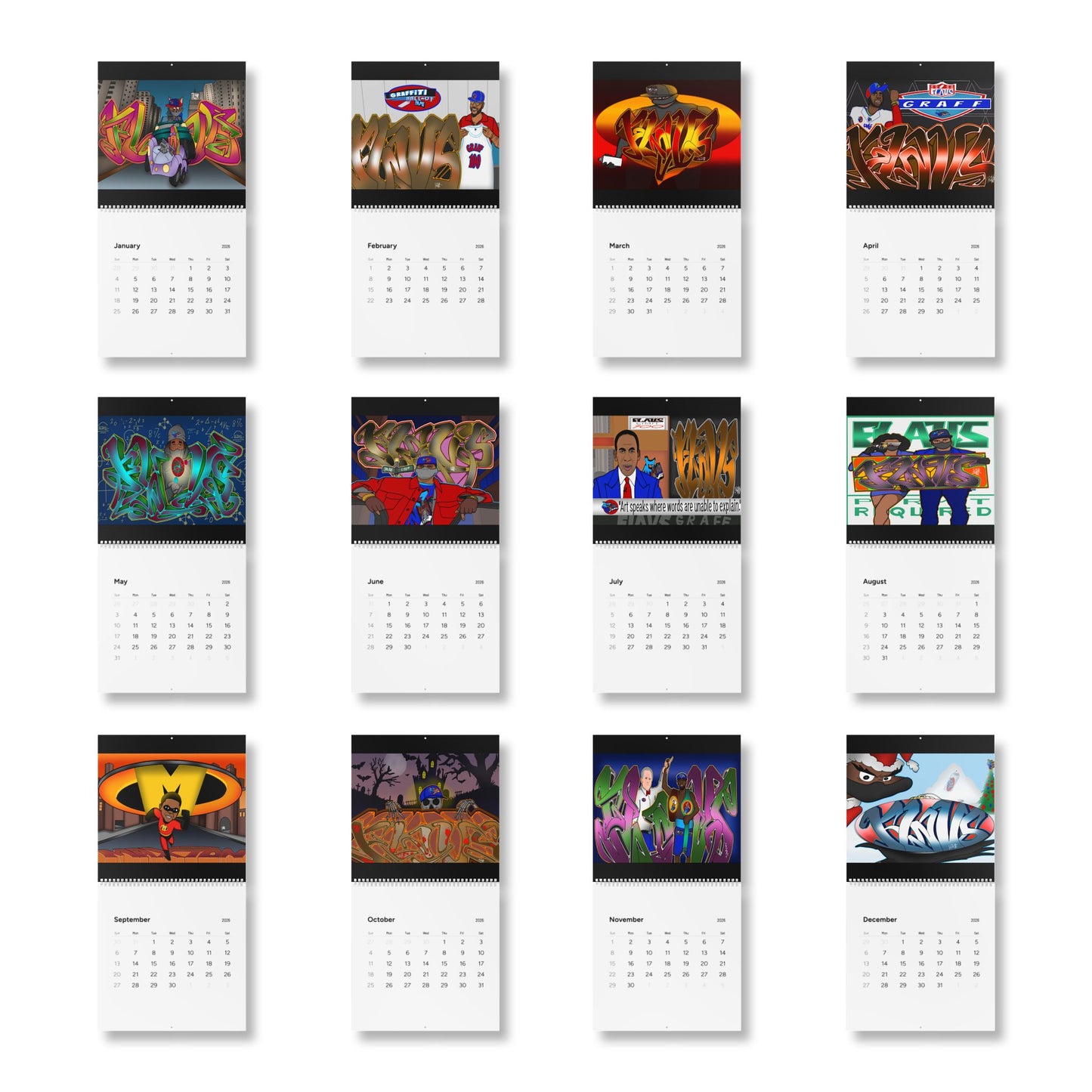 2026 FLAVS GRAFF Graffiti Wall Calendar